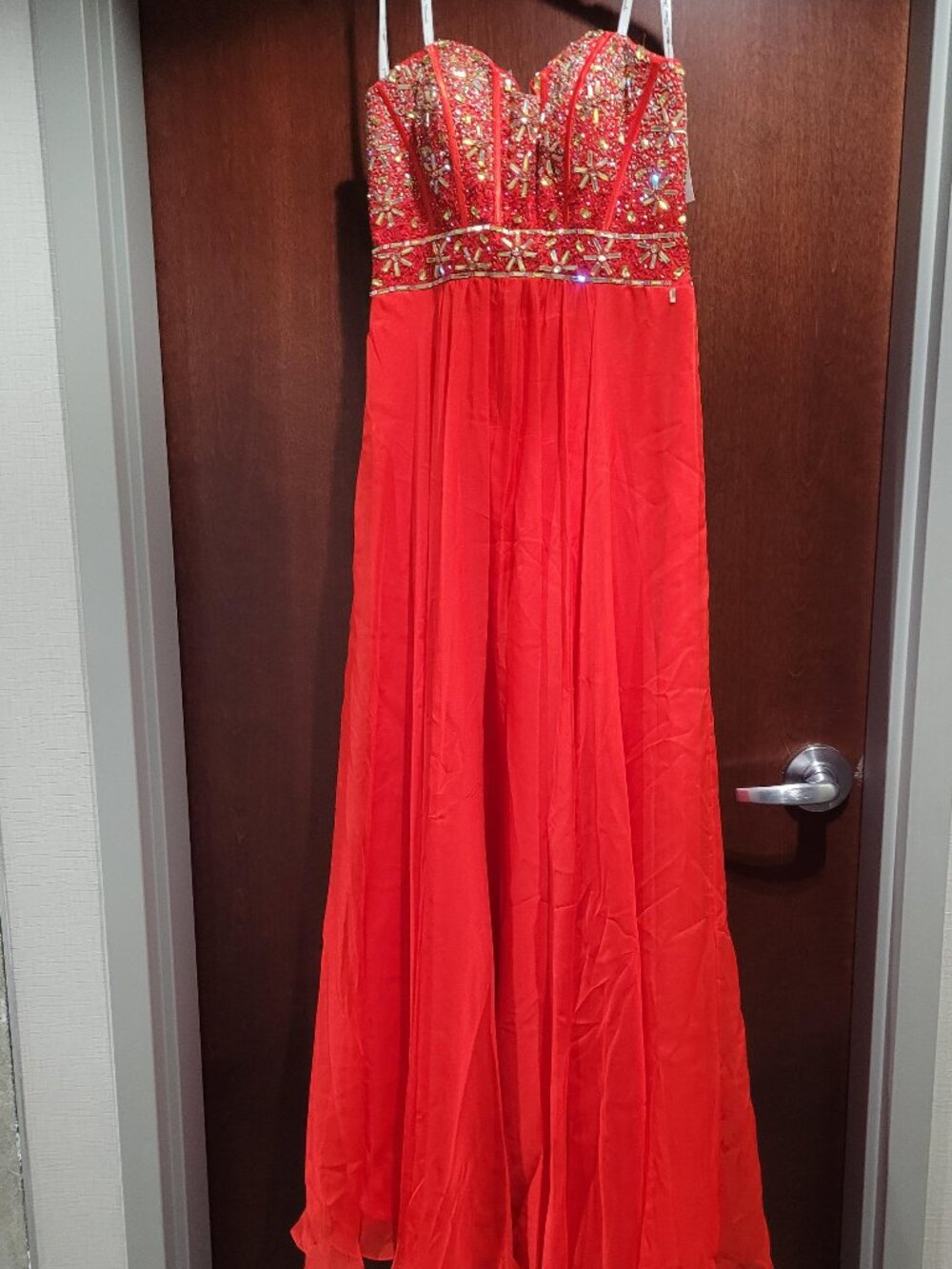 Rachel Allan Partytime Formals P6135 Size 12 Red Prom Dress